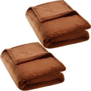 Tectake 401734 2 filtar i polyester 220x240 cm - brun