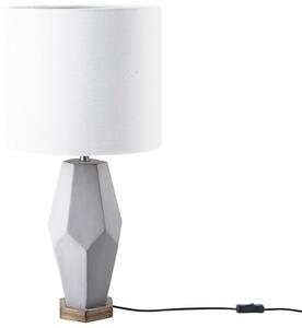 Bordslampa i Grått/Vitt Lampskärm i Lin Geometrisk Skandinavisk Beliani