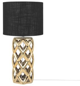 Dekorativ Bordslampa Svart Lampskärm med Guld Lampfot Beliani