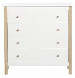 WOOD Dresser 4 Drawers - White/Oak