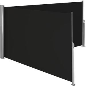 Tectake 402332 aluminium dubbel sidomarkis utdragbart med upprullningsmekanism - 160 x 600 cm, svart