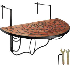 Tectake 402765 hängande balkongbord med vikbart mosaikmönster 75x65x62cm - terrakotta
