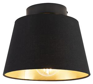 Taklampa med bomullsskugga svart med guld 20 cm - Combi svart