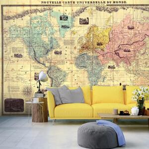 Fototapet - Nouvelle Carte Universelle Du Monde - Självhäftande 98x70