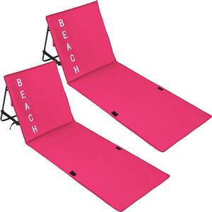 Tectake 402989 2 strandmattor med ryggstöd - pink