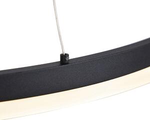 Design ringhängande lampa svart 80cm inkl LED och dimmer - Anello
