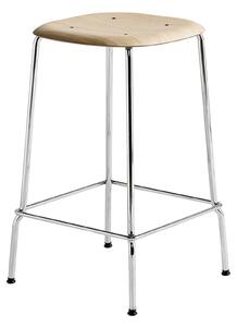 HAY - Soft Edge 80 Low Water Based Lacq Oak Chrome Base - Barstolar - Iskos-Berlin - Träfärgad - Metall/Trä