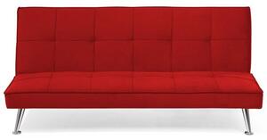 Sofa Bed Röd 3-sits Stickad Klädsel Klick Klack Metall Ben Beliani