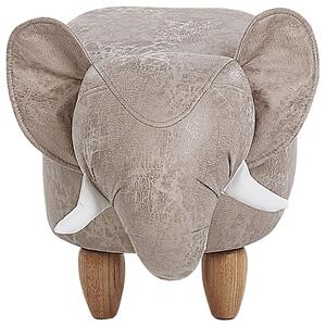 Barn Djurpall Grå Tyg Läder-liknande Elefant Fotpall med Förvaring Barnrum Beliani