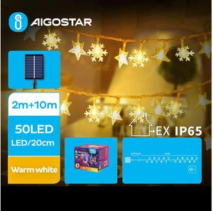 Aigostar - LED Solar Julkedja 50xLED/8 funktioner 12m IP65 varm vit