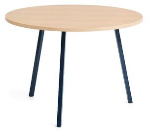 HAY - Loop Stand Table Round Deep blue powder coated steel frame Ø105 x H74 Clear lacquered oak tabletop Water-based lacquered oak edge - Matbord - Leif Jørgensen - Blå - Metall/Trä