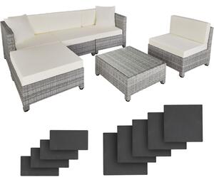 Tectake 403742 loungeset i konstrotting med aluminiumram, överdrag i 2 färger med 10 cm stoppning - ljusgrå