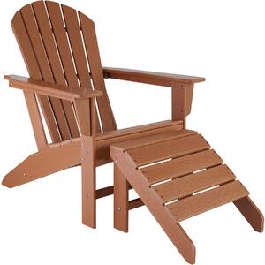 Tectake 403803 trädgårdsstol med fotstöd i adirondack-design - brun