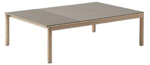 Muuto - Couple Coffee Table / 120 x 84 x 35 cm - 2 Plain 1 Wavy - Taupe/Oak - Soffbord - Sylvain Willenz - Träfärgad - Glas/Trä