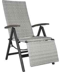 Tectake 403860 fällbar stol i rotting med aluminiumram och fotstöd - ljusgrå