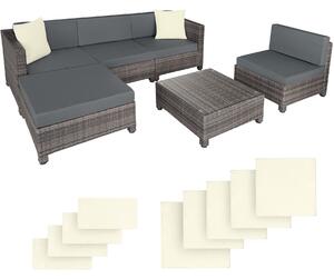 Tectake 403835 loungeset i konstrotting med aluminiumram, överdrag i 2 färger med 10 cm stoppning - grå