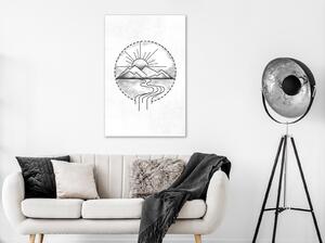 Tavla - Mountain Drawing (1 Part) Vertical - Premium print 40x60