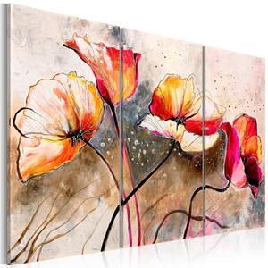 Tavla - Poppies lashed by the wind - På italiensk konstnärsduk 90x60
