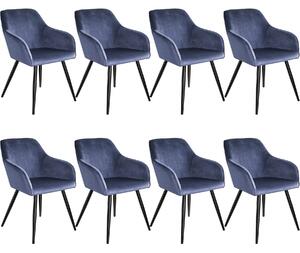 Tectake 404025 8x stol marilyn sammetsoptik - blå/svart