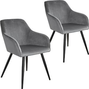 Tectake 404034 2x stol marilyn sammetsoptik - grå/svart
