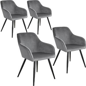 Tectake 404035 4x stol marilyn sammetsoptik - grå/svart