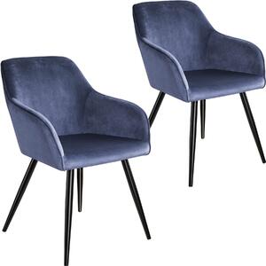 Tectake 404022 2x stol marilyn sammetsoptik - blå/svart