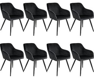 Tectake 404053 8x stol marilyn sammetsoptik - svart