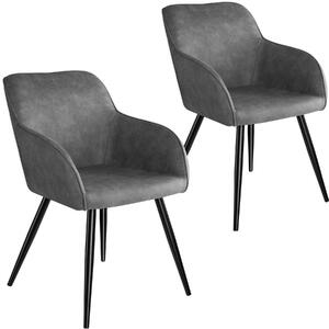 Tectake 404062 2x stol marilyn tyg - grå/svart