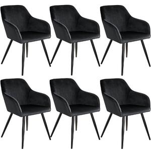 Tectake 404052 6x stol marilyn sammetsoptik - svart