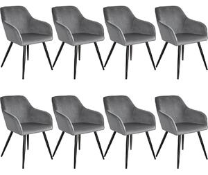 Tectake 404037 8x stol marilyn sammetsoptik - grå/svart