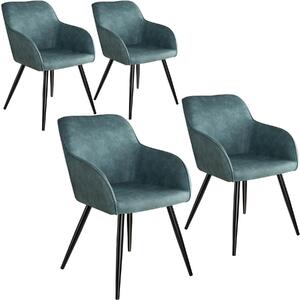Tectake 404059 4x stol marilyn tyg - blå/svart