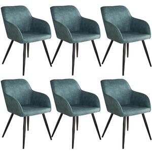 Tectake 404060 6x stol marilyn tyg - blå/svart