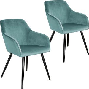 Tectake 404054 2x stol marilyn sammetsoptik - turkos/svart