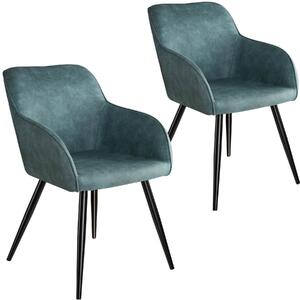 Tectake 404058 2x stol marilyn tyg - blå/svart