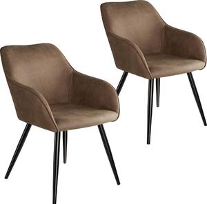 Tectake 404066 2x stol marilyn tyg - brun/svart