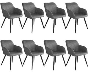 Tectake 404065 8x stol marilyn tyg - grå/svart