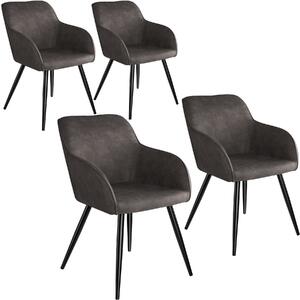 Tectake 404079 4x stol marilyn tyg - mörkgrå/svart