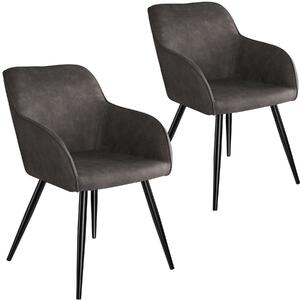 Tectake 404078 2x stol marilyn tyg - mörkgrå/svart