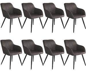 Tectake 404081 8x stol marilyn tyg - mörkgrå/svart