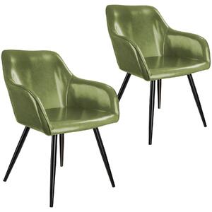 Tectake 404094 2x stol marilyn konstläder - mörkgrön/svart