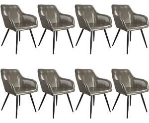 Tectake 404117 8x stol marilyn konstläder - mörkgrå/svart