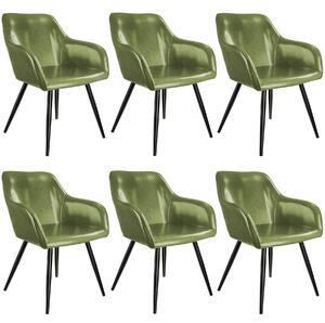 Tectake 404096 6x stol marilyn konstläder - mörkgrön/svart