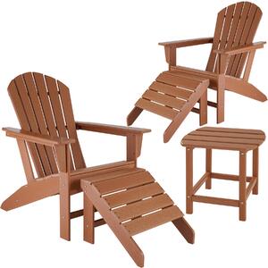 Tectake 404168 2-set trädgårdsstol med bord och fotpall - brun