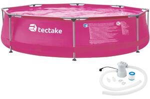 Tectake 403823 pool rund med filterpump ø 300 x 76 cm - pink