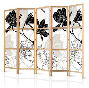 Japansk rumsavdelare - Black and White Flowers II - 225x172