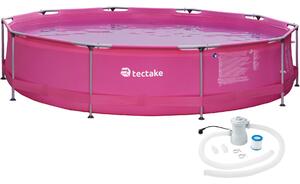 Tectake 403824 pool rund med filterpump ø 360 x 76 cm - pink
