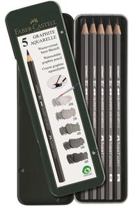 Watersoluble pencil GRAPHITE AQUARELLE box med 5 pennor Faber-Castell 117805