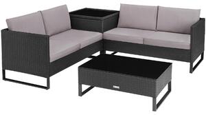 Tectake 404300 möbelset för trädgårdsrotting ostuni - svart