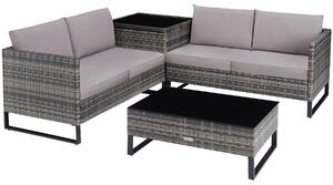 Tectake 404301 möbelset för trädgårdsrotting ostuni - grå