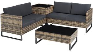 Tectake 404302 möbelset för trädgårdsrotting ostuni - natur